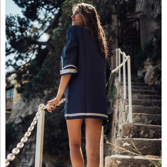 NWT 🇫🇷 Les Canebiers Tahiti Navy/ White Tunic Dress - Picture 6 of 8